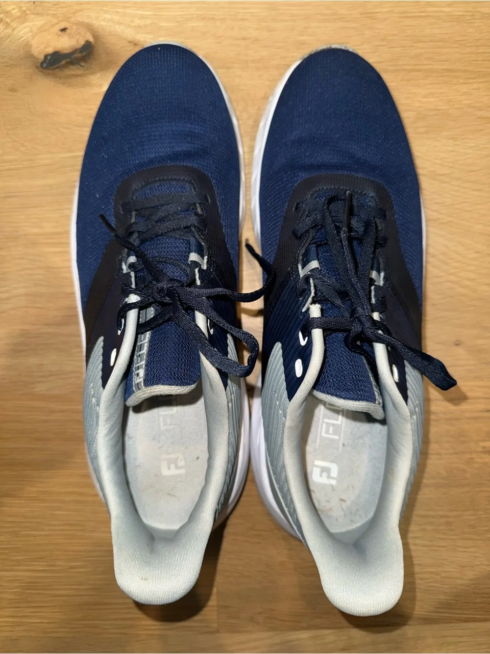 EUC FJ FootJoy Flex Navy blue gray Athletic spikeless golf Shoes men’s size 12